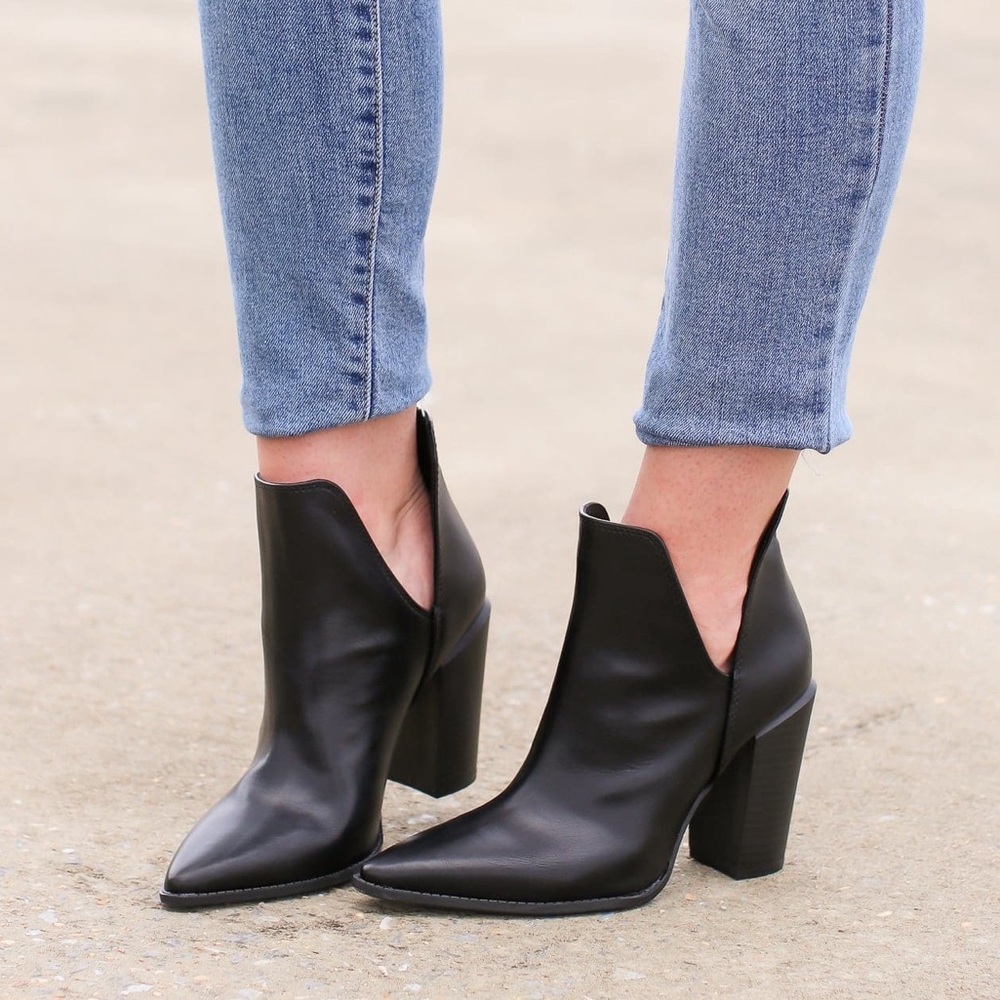 Black Cutout Heeled Booties